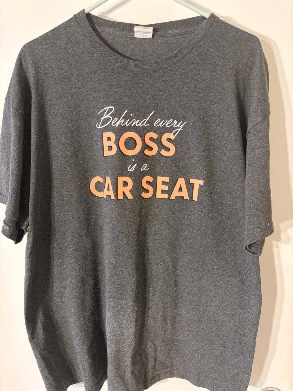 Gray Graphic Tee - "Behind Every Boss is a Car Seat"